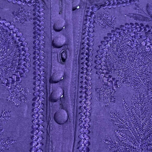 Pre - owned Embroidered purple women's blouse size L - Picture 7 of 8